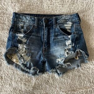 American Eagle Outfitters Blue Distressed Jean Shorts